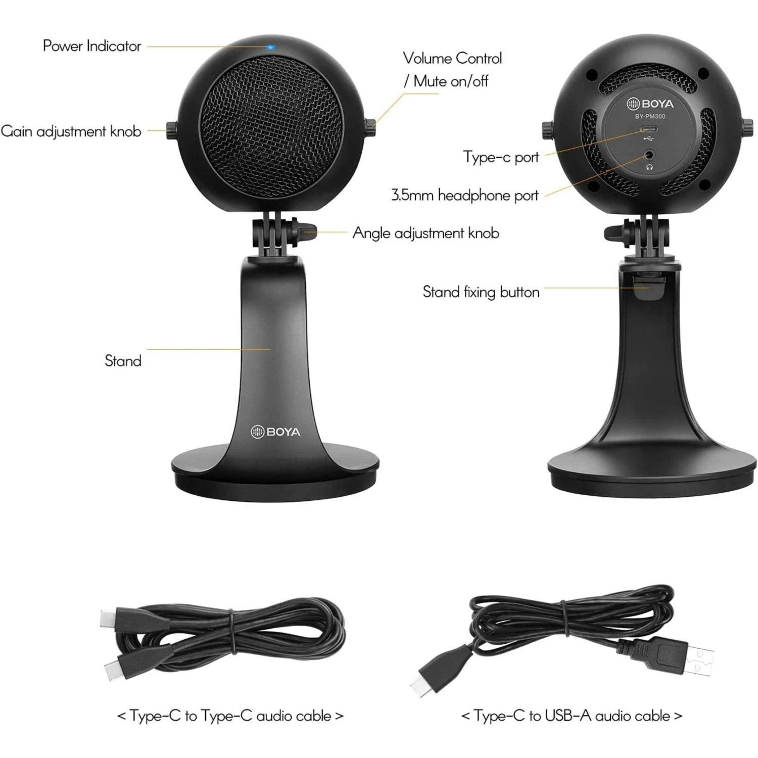 BOYA BY-PM300 Cardioid Desktop Microphone 5 BOYA BY-PM300 Cardioid Desktop Microphone - Image 3
