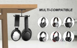 Earphone/Headphone Hanger -Audio Headphone Store New Bee Headphones Stand Universal Headset Holder 2 in 1 Headset Hanger Bracket Metal Headphone Wall.jpg q50 1